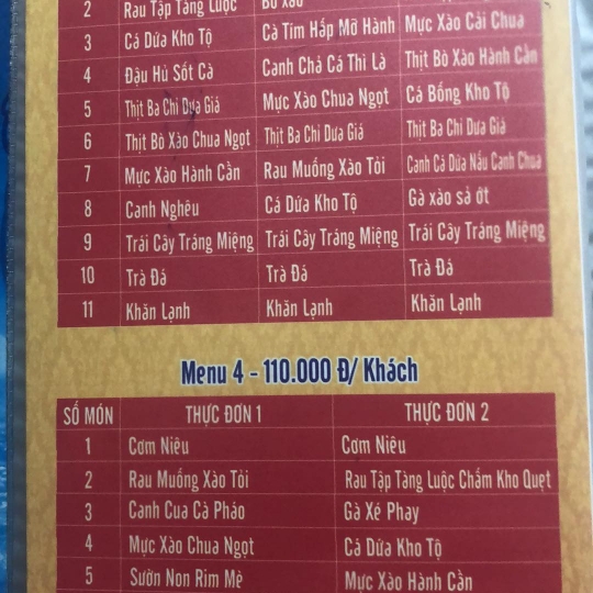 Set menu khách đoàn Cơm Niêu Vũng Tàu